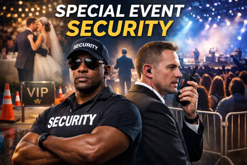 Professional special event security guards providing crowd control at a corporate event in Ontario